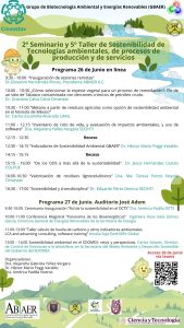 2° Seminario y 5° Taller de Sostenibilidad deTecnologías ambientales, de procesos deproducción y de servicios